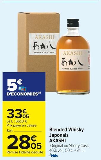 Carrefour Market Akashi blended whisky japonais offre