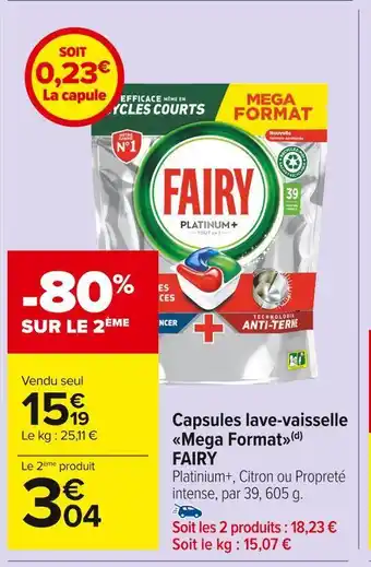 Carrefour Market Fairy capsules lave-vaisselle mega format (d) offre