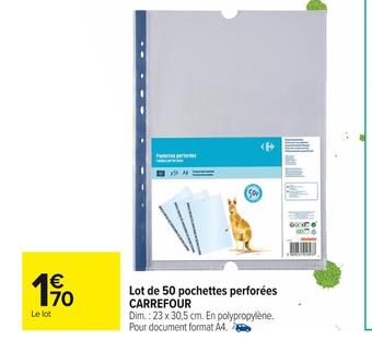 Carrefour Market Carrefour lot de 50 pochettes perforées offre
