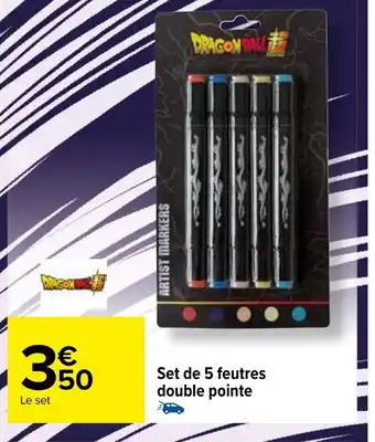 Carrefour Set de 5 feutres double pointe offre