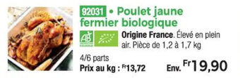 Thiriet Poulet jaune fermier biologique offre