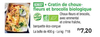 Thiriet Gratin de choux-fleurs et brocolis biologique offre