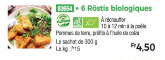 Thiriet 6 Röstis biologiques offre