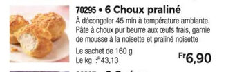 Thiriet 6 Choux praliné offre
