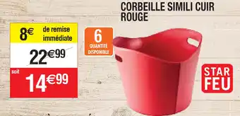 Cora x Carrefour CORBEILLE SIMILI CUIR ROUGE offre
