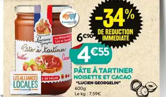 E.Leclerc PÂTE À TARTINER NOISETTE ET CACAO "LUCIEN GEORGELIN" 600g Le kg: 7,59€ offre