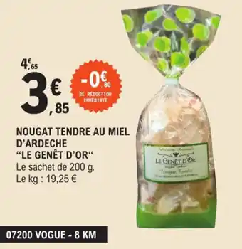 E.Leclerc NOUGAT TENDRE AU MIEL D'ARDECHE offre