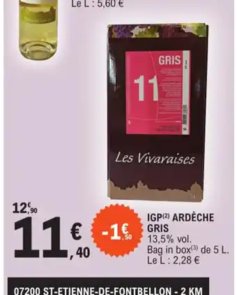 E.Leclerc IGP(2) ARDÈCHE CHARDONNAY 2021 13% vol. offre