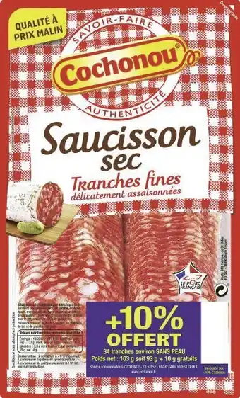 Saucisson sec tranches fines