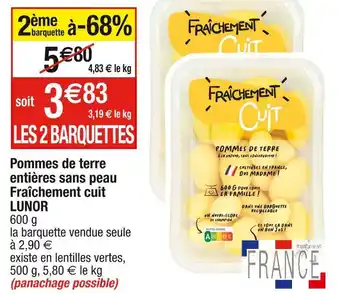 Cora x Carrefour Lunor pommes de terre entières sans peau fraîchement cuit offre