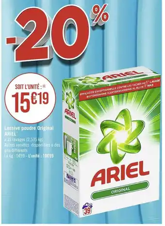 Casino Supermarchés Ariel lessive poudre original* offre