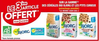 Cora x Carrefour Bjorg le 3ème article offert sur la gamme des céréales bio bjorg et les ptits curieux bjorg offre