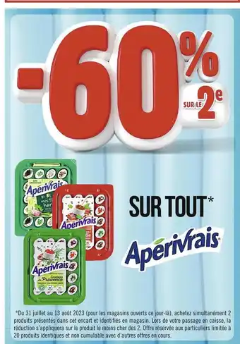 Apérivrais -60% sur le 2e sur tout apérivrais