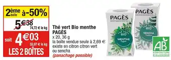 Cora x Carrefour Pagès thé vert bio menthe offre