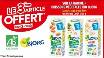 Cora x Carrefour Bjorg le 3ème article offert pour 2 achetés sur la gamme boissons végétales bio offre