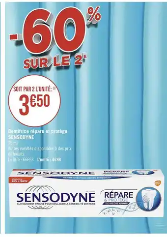 Casino Supermarchés Sensodyne dentifrice répare et protège offre