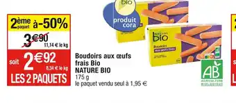 Cora x Carrefour Nature bio boudoirs aux œufs frais bio offre