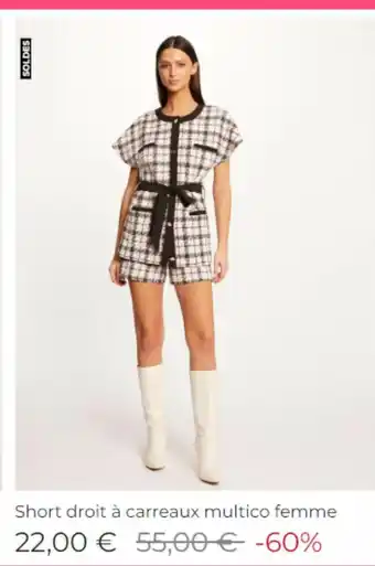 Morgan Short droit à carreaux multico femme offre