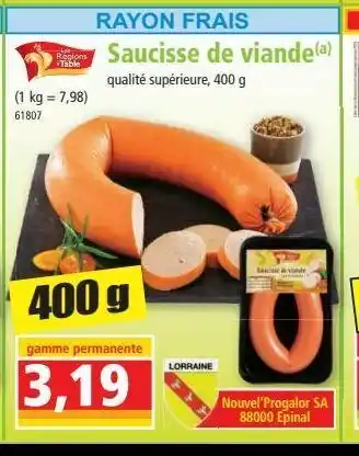 Norma Saucisse de viande offre