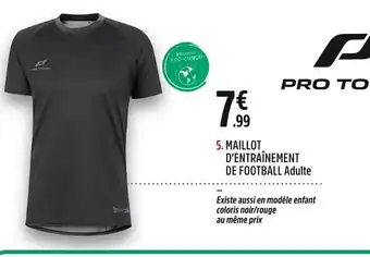 Intersport 5. MAILLOT D'ENTRAÎNEMENT DE FOOTBALL Adulte offre