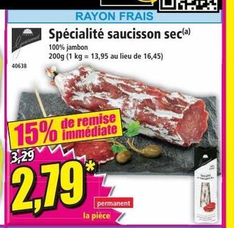 Norma Spécialité saucisson sec offre