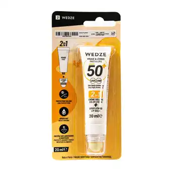 Decathlon Duo 2 en 1 crème solaire et stick lèvres protecteur solaire ip50+ offre