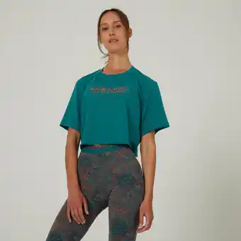 Decathlon T-shirt crop top fitness femme - 520 vert offre