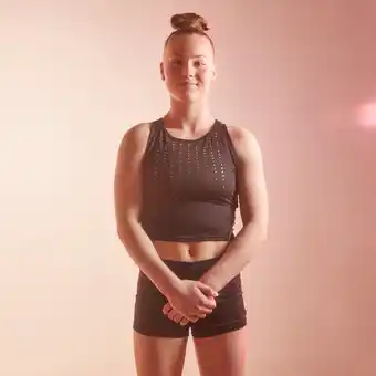 Decathlon Crop top dos nageur gym fille noir offre