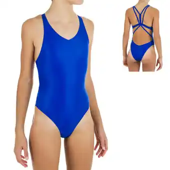 Decathlon Maillot de bain fille de natation synchronisée artistique une pièce, bleu. offre