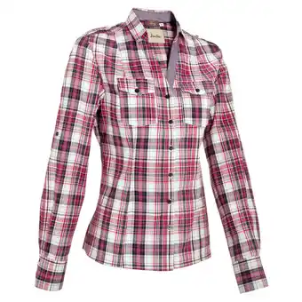 Decathlon Chemise manches longues à carreaux équitation femme sentier rose et blanc offre