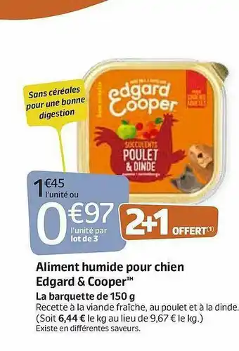 Jardiland Aliment Humide Pour Chien Edgard & Cooper offre
