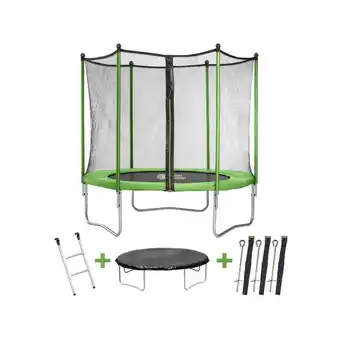 Trampoline yoopi - ø 2.44 m - avec filet + échelle + couverture + kit d'ancrag