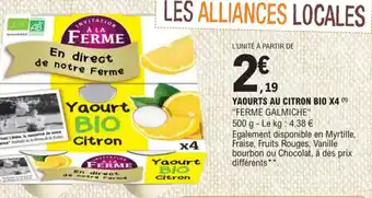 E.Leclerc YAOURTS AU CITRON BIO X4 (1) "FERME GALMICHE" offre