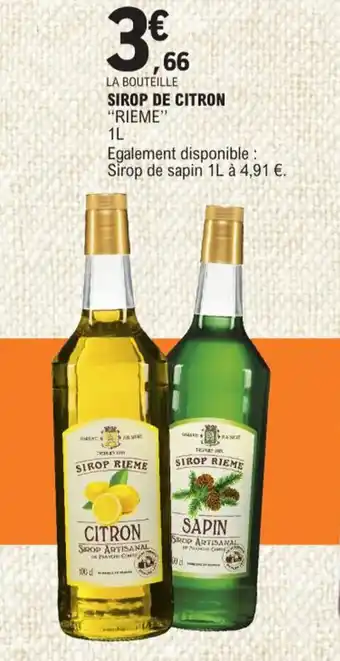 E.Leclerc LA BOUTEILLE SIROP DE CITRON "RIEME" offre