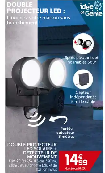 Gifi Double Projecteur Led Solaire offre