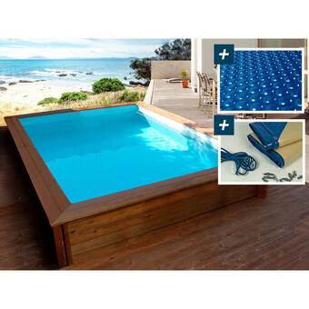 Decathlon Piscine bois rectangle  toledo - 3.00 x 2.00 x 0.71 m - bâche à bulles  180 µ offre