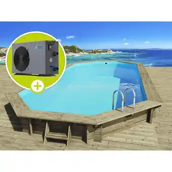 Decathlon Piscine bois ibiza - 8.57 x 4.57 x 1.31 m + pompe à chaleur 6.1 kw offre