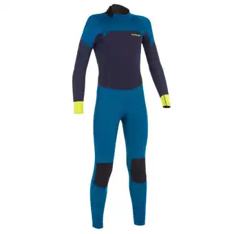 Decathlon Combinaison surf enfant néoprène 4/3 mm 500 bleu jaune offre