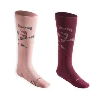 Decathlon Chaussettes d'équitation enfant sks 500 motifs graph rose clair et prune. offre
