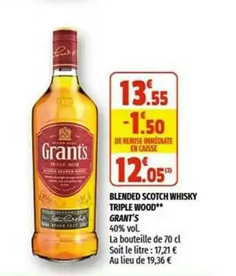 Coccinelle Express Blended Scotch Whisky Triple Wood Grant's offre