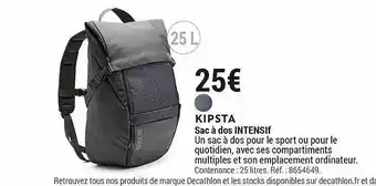 Decathlon Sac à Dos Intensif Kipsta offre
