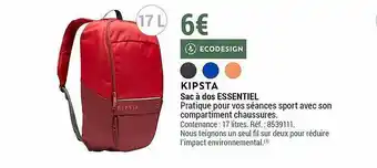 Decathlon Sac à Dos Essentiel Kipsta offre
