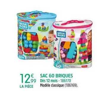 King Jouet Sac 60 Briques offre