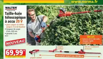 Norma Walter Taille-haie Télescopique à Accu 20 V offre
