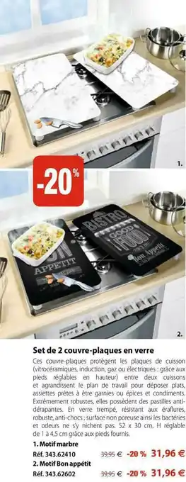 Mathon Set De 2 Couvre-plaques En Verre offre