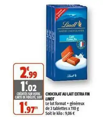 Coccinelle Supermarché Chocolat Au Lait Extra Fin Lindt offre