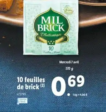 Lidl 10 feuilles de brick offre