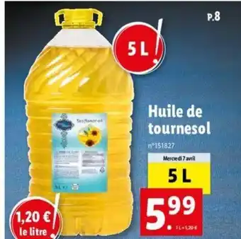 Lidl Huile de tournesol offre