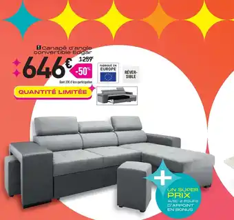Conforama Canapé d'angle convertible edgar offre