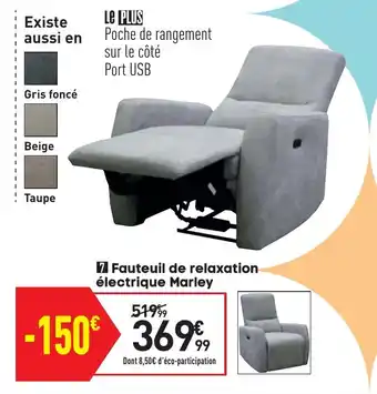 Conforama Fauteuil de relaxation électrique marley offre